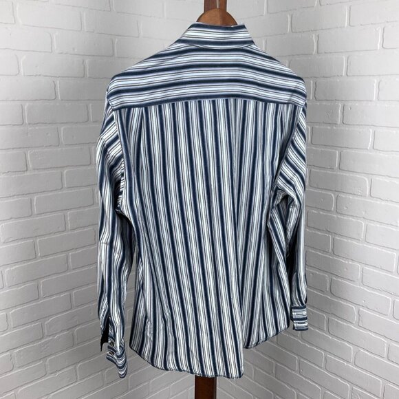Tommy Bahama Shirt Men Large Blue Brown‎ Stripe Silk Classic Career Party - Picture 3 of 12